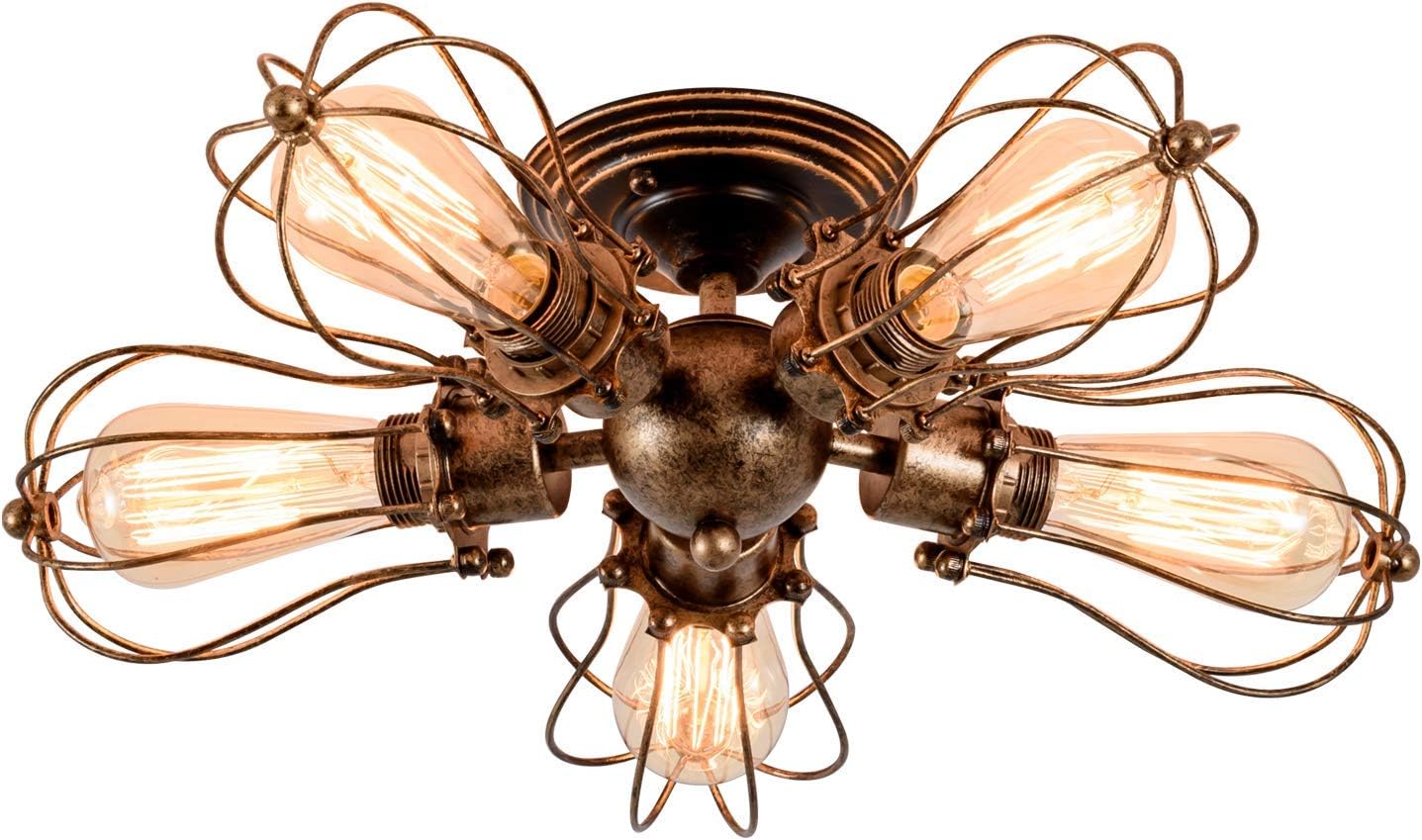 Vintage Metal Wire Cage Ceiling Light D40620
