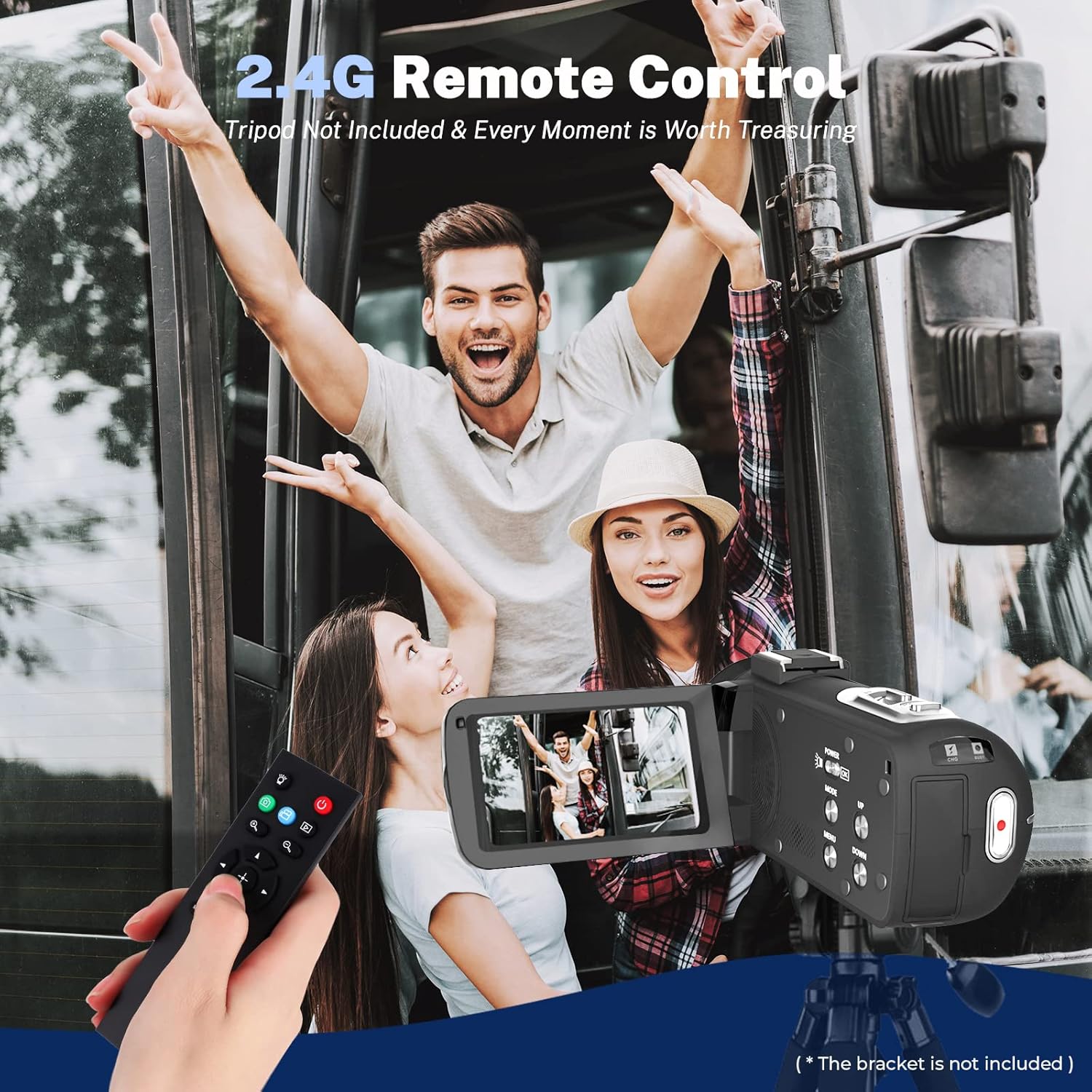 2.7K 30FPS 36MP 3.0 Inch IPS Touch Screen Camcorder with 2.4G Remote Control and Battery Charger U885345