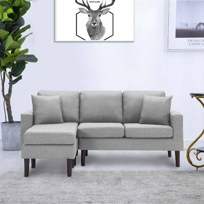 Light Gray Polyester Blend Reversible Sofa and Chaise with Ottoman B5919