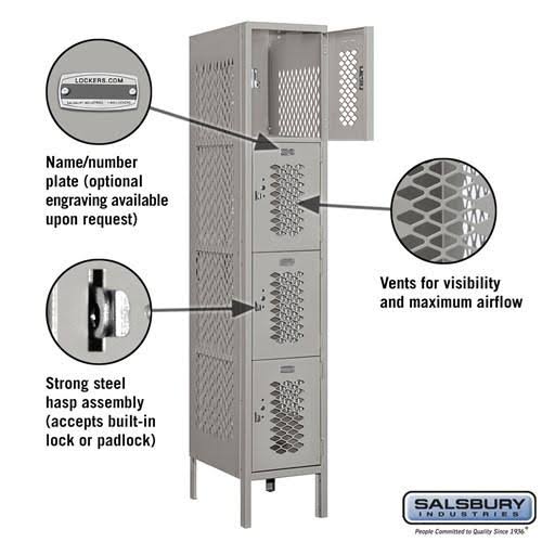 12-in Wide Four Tier Vented Metal Locker T74192