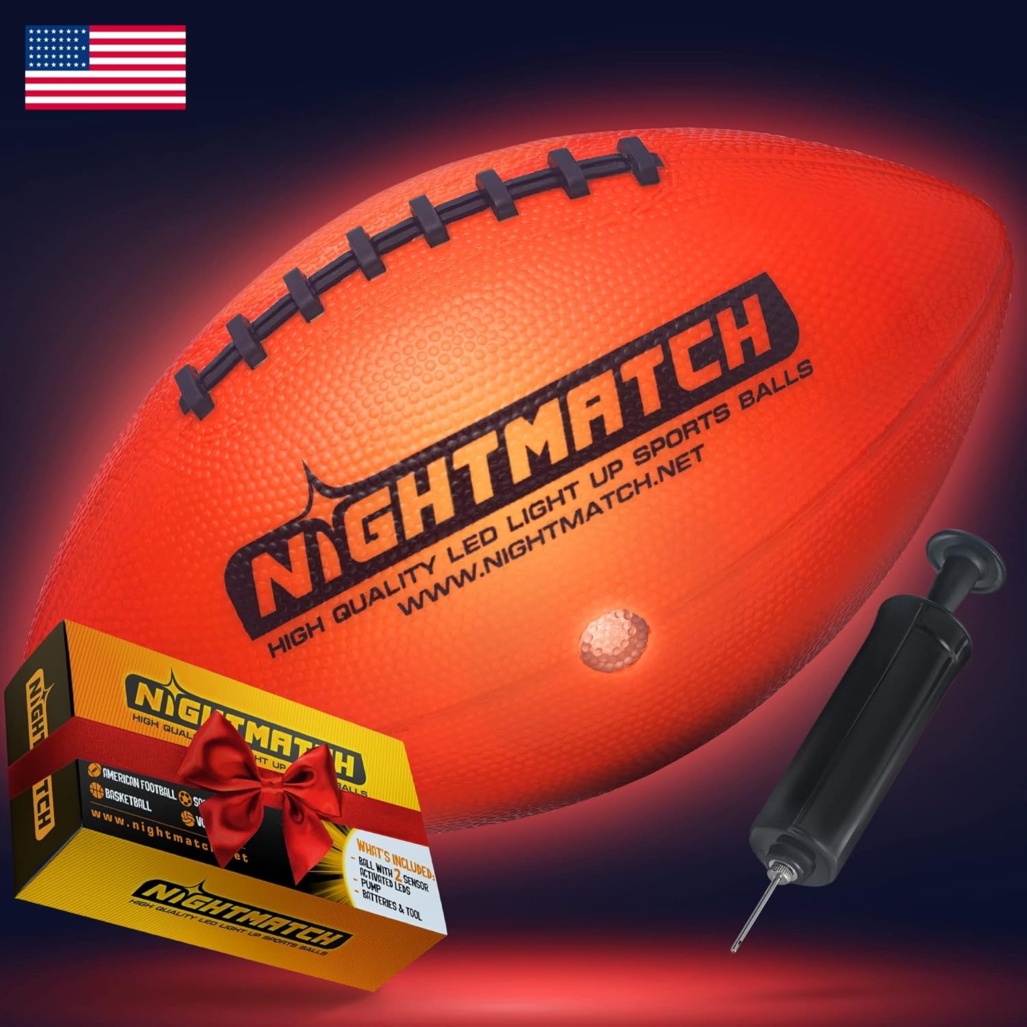 Glow in The Dark LED Football with Two LEDs Pack of 2 G1104