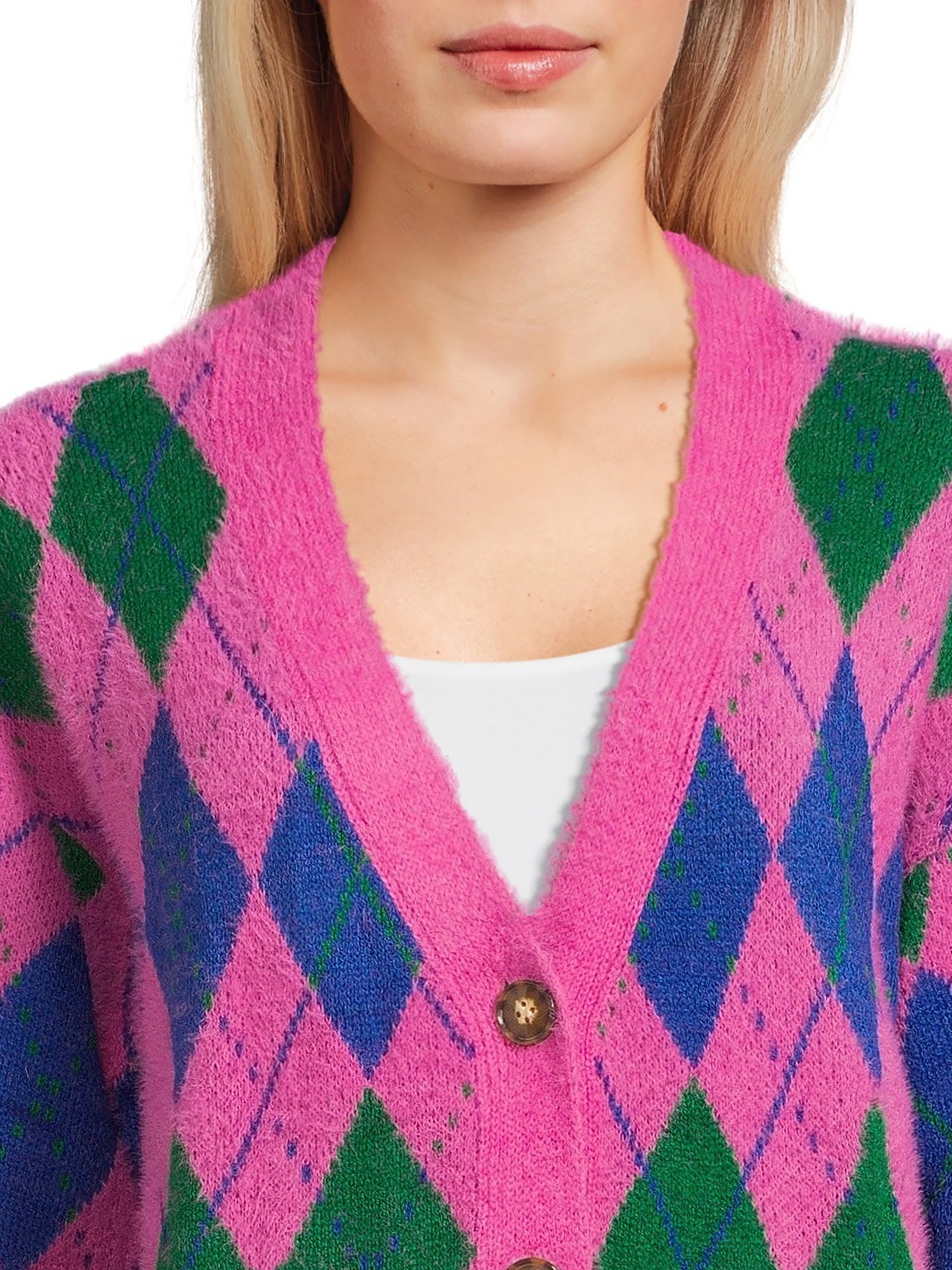 Women's V-Neck Cardigan Sweater with Long Sleeves N97650