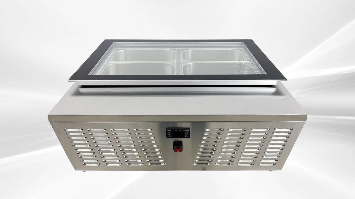 32 in. Commercial 4 Pan Countertop Gelato Ice Cream Display Case Q16740