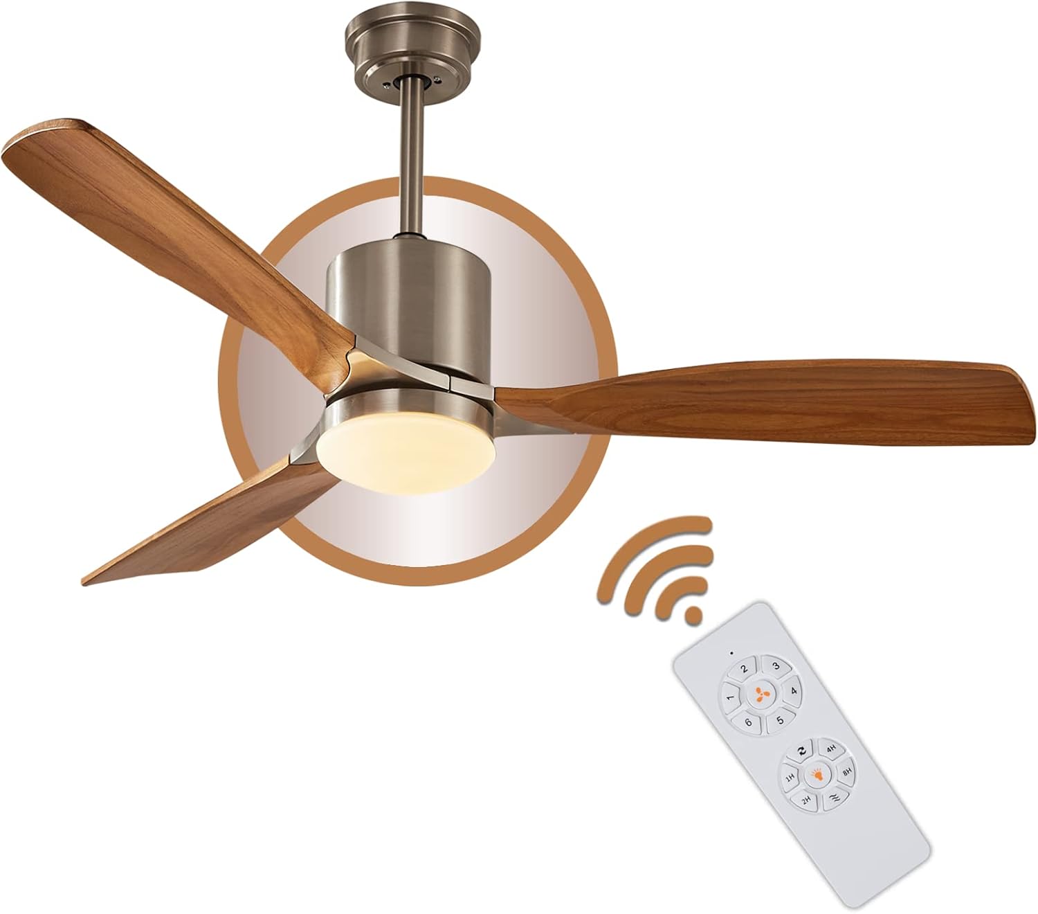52 inch Ceiling Fan With Light Remote Control Walnut A44091