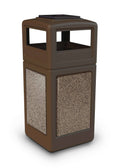 Brown 42 Gallon Square Trash Receptacle with Ashtray Dome Lid R5421