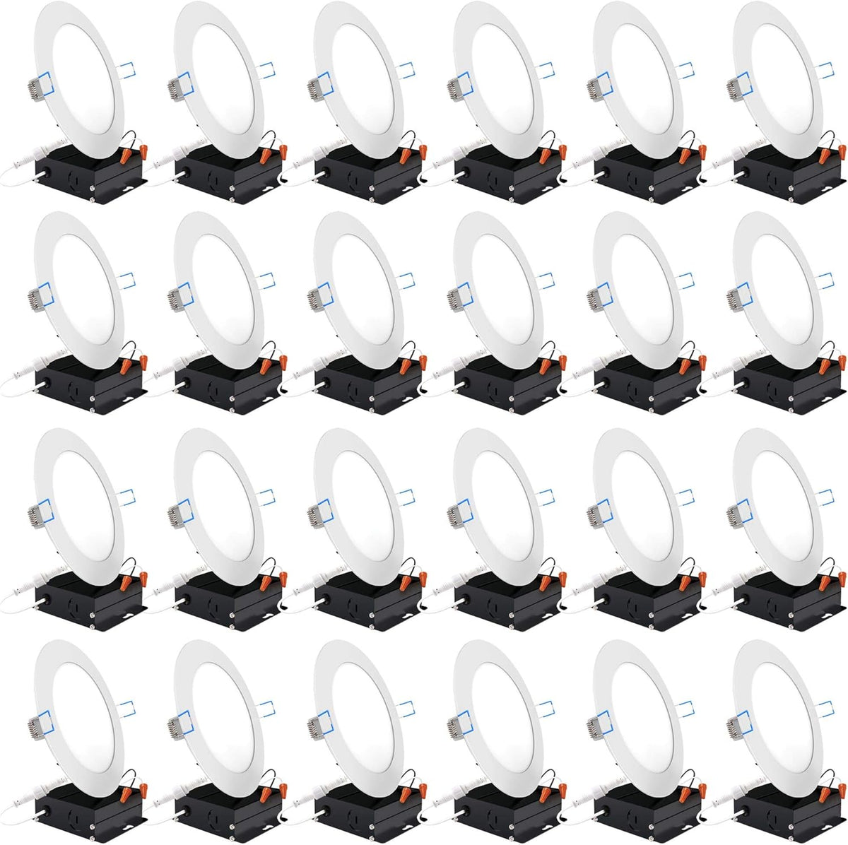 24 Pack 4 Inch Ultra Thin LED Recessed Ceiling Lights, 3000K Warm White, Dimmable 10W, 650 LM, Smooth Trim Damp Rated F937
