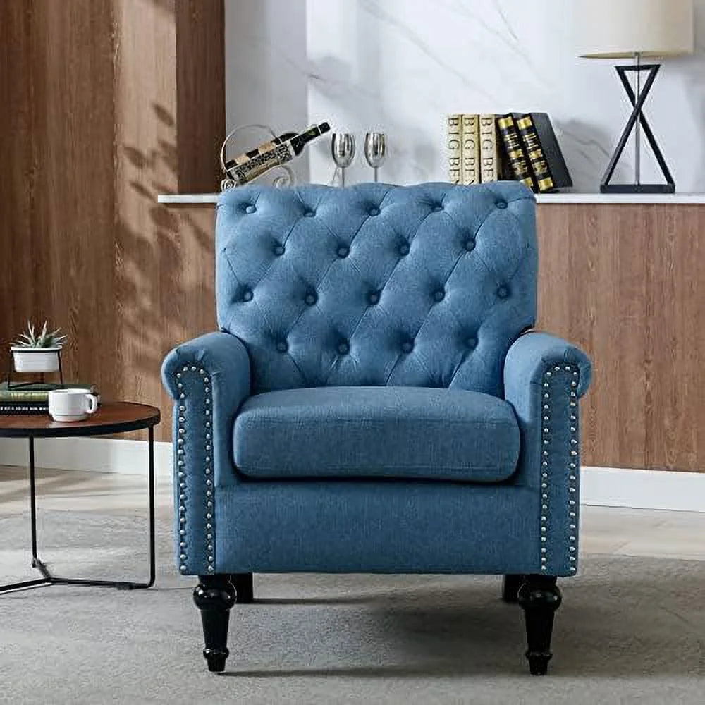 Chenille Fabric Accent Chair with Footrest D8925