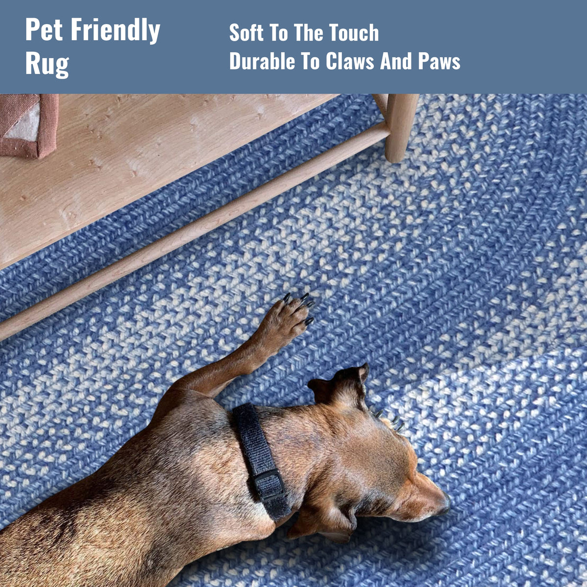 Blue 4x6' Braided Oval Rug Z6208