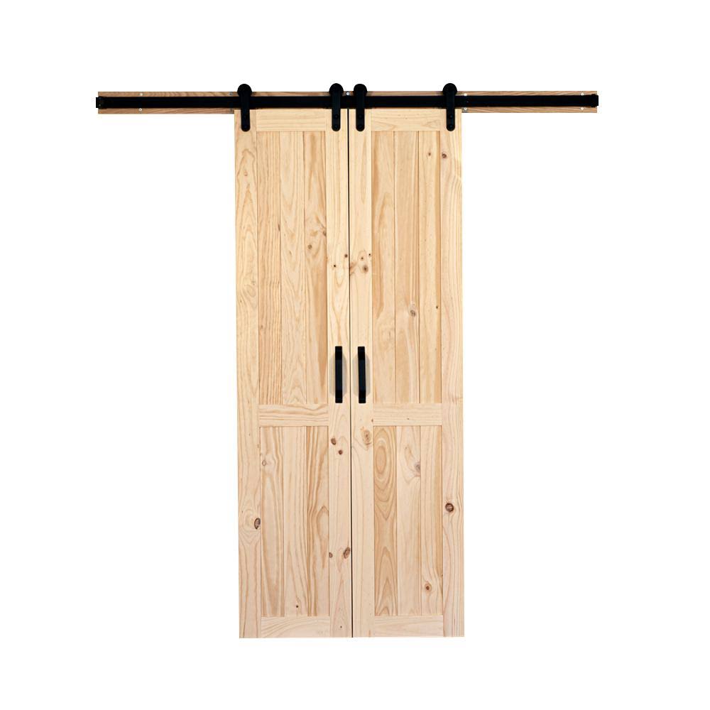 Solid Wood Split Barn Door with Hardware Kit M295