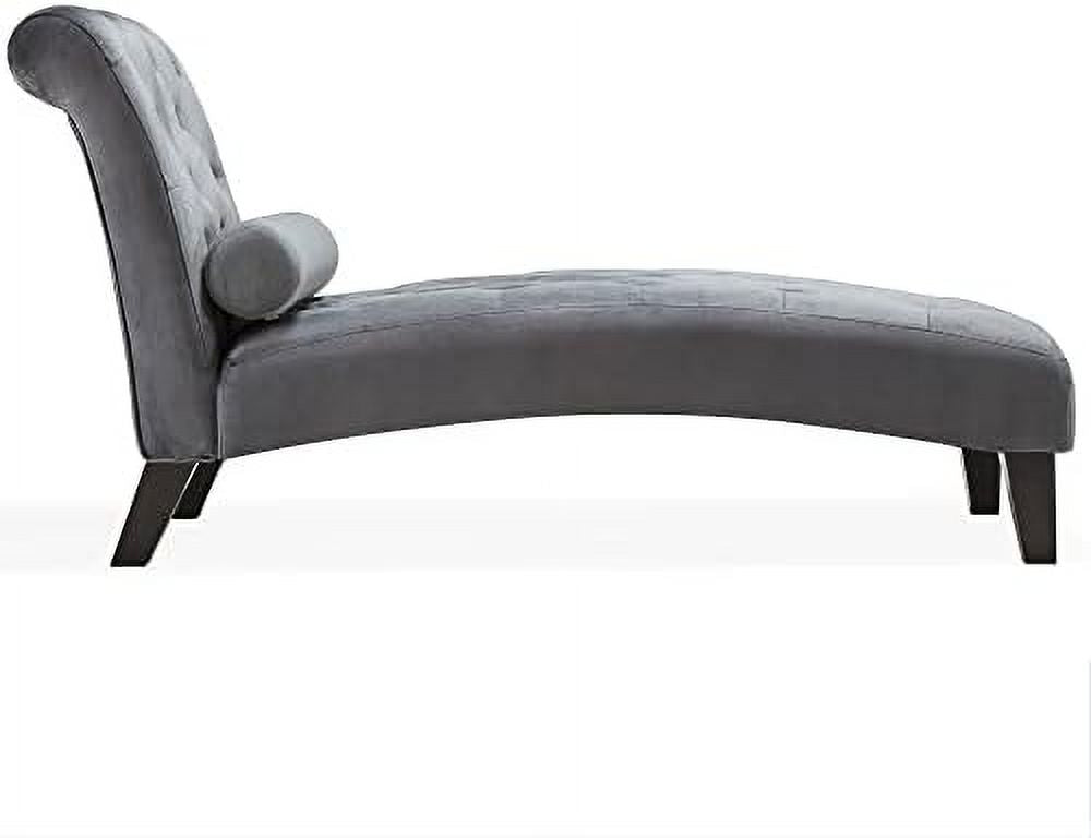 Beige Upholstered Chaise Lounge Sofa with Button Tufted Back and Hardwood Legs B271