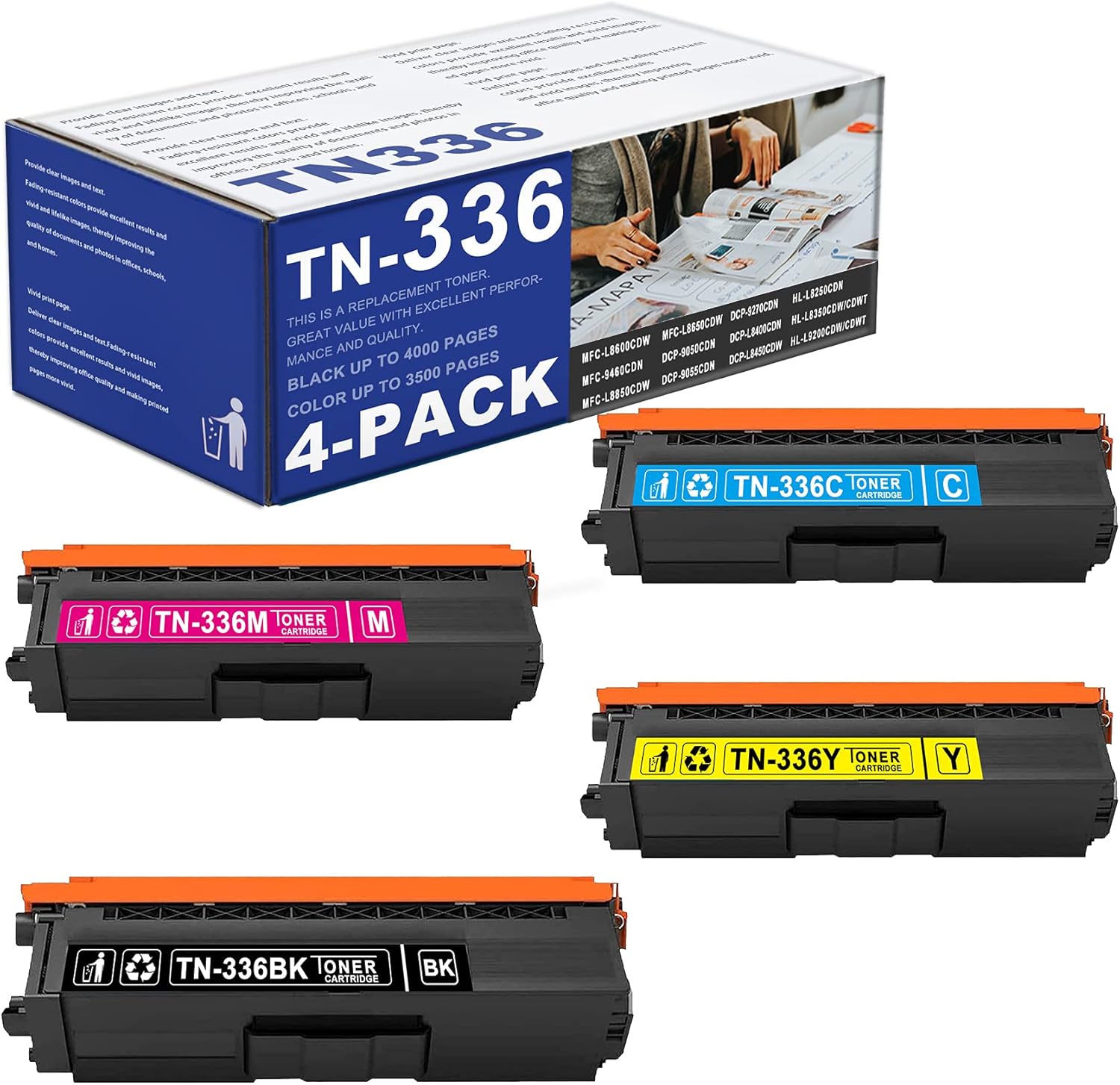4 Pack High Yield Toner Cartridge for Brother Printer Q718633