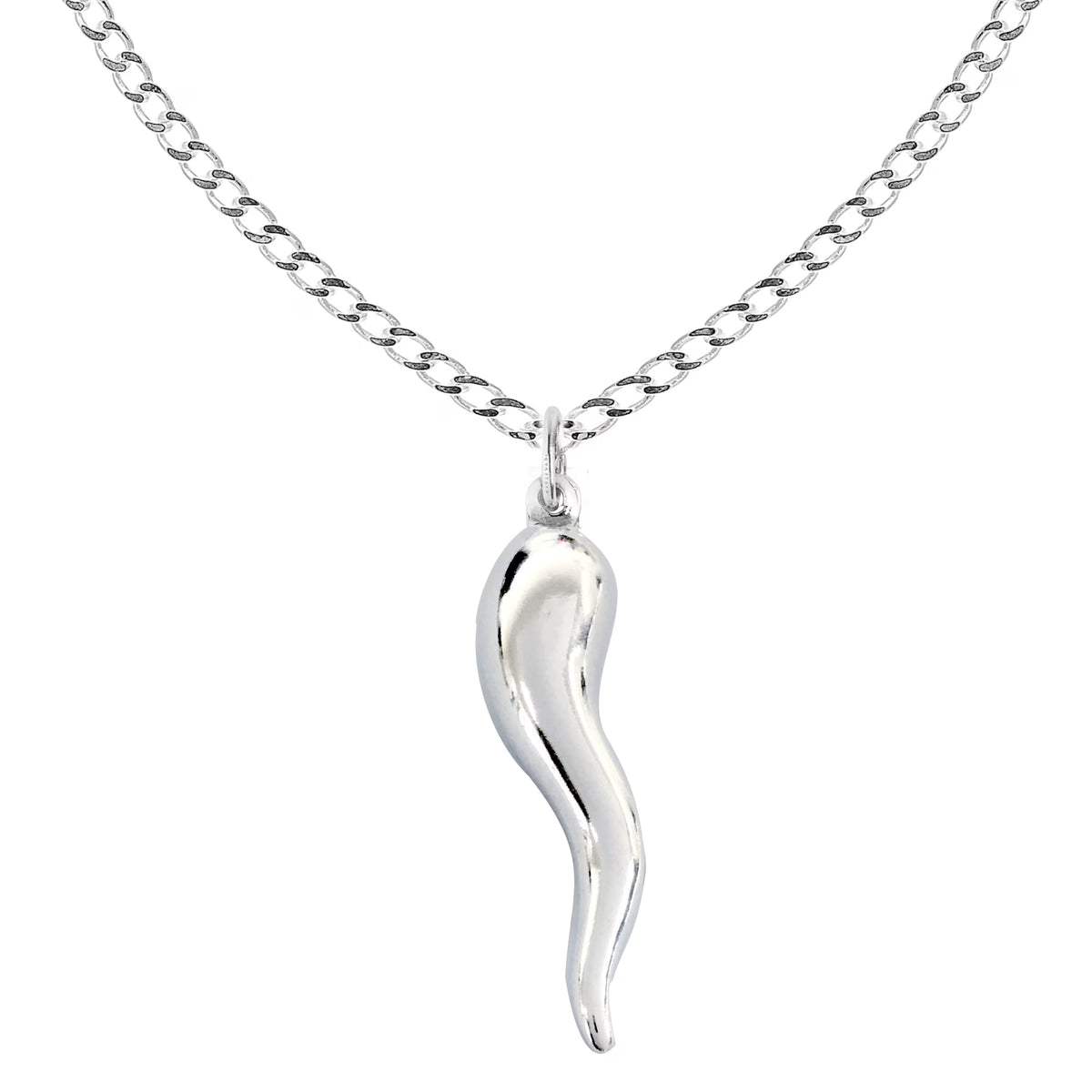 Italian Horn Curb Chain Necklace 18 20 24 Inches A762119