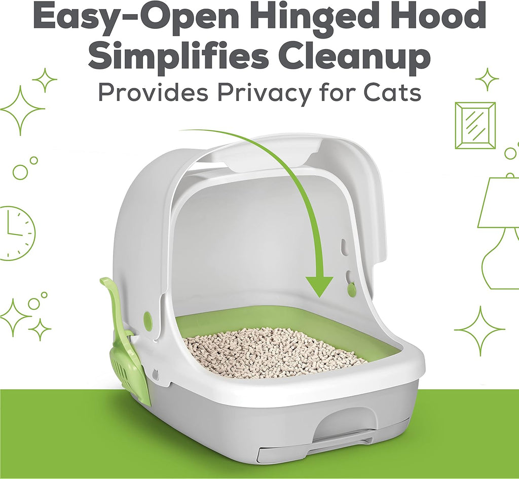 Hooded Litter Box System Starter Kit with Litter Pellets & Pads Pack of 2 O642