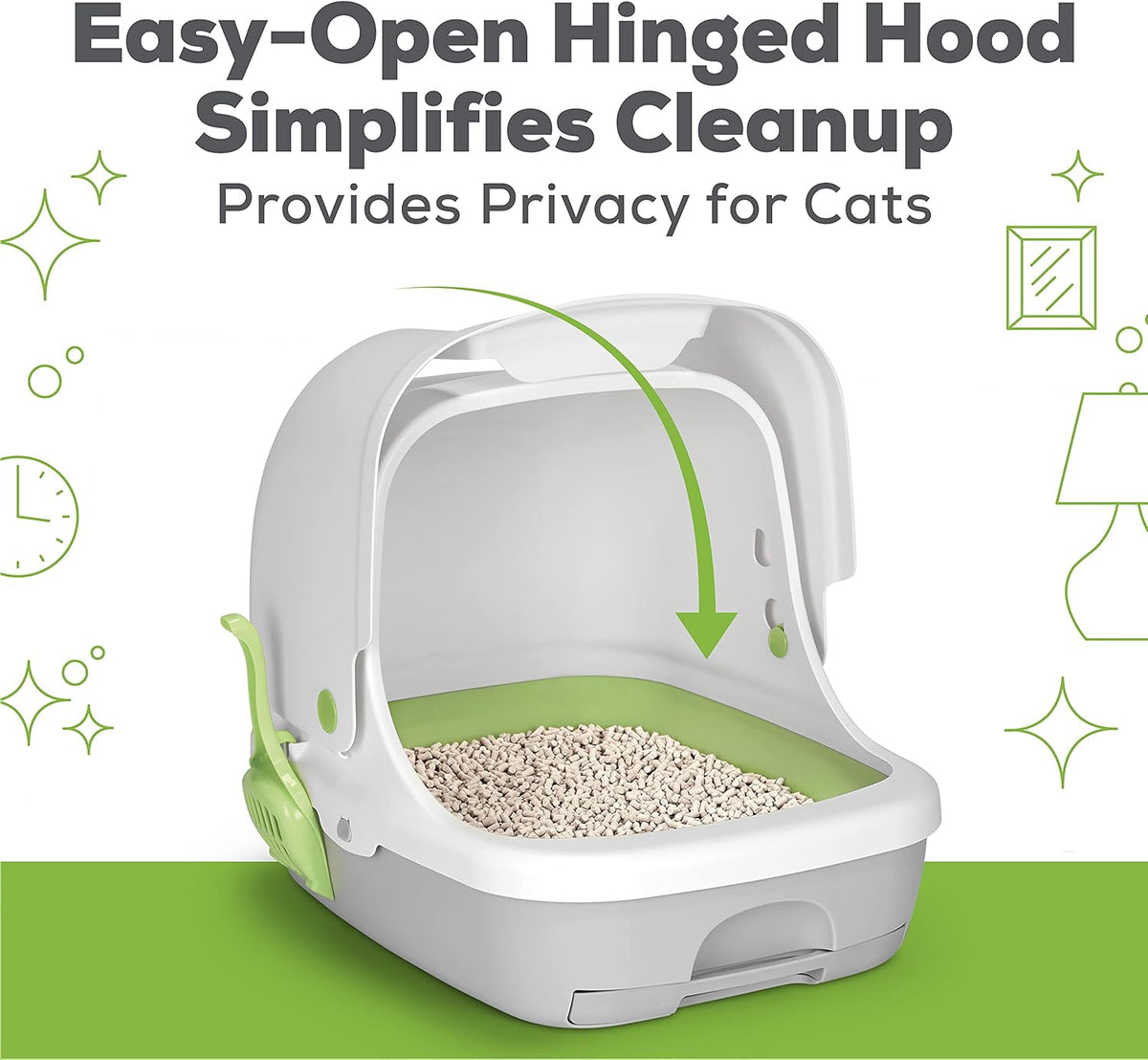 Hooded Litter Box System Starter Kit with Litter Pellets & Pads Pack of 2 O642