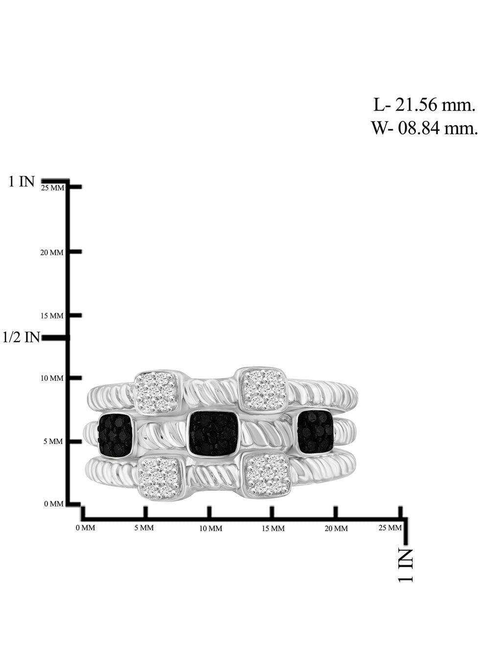 Black And White Diamond Sterling Silver Stackable Ring L920