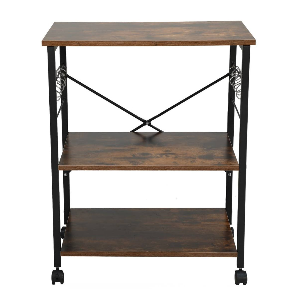3-Tier Wood Kitchen Cart with Storage Space on Wheels D332945