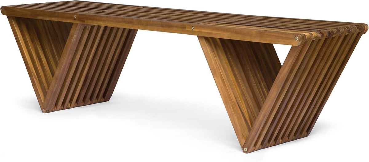 Teak Finish Acacia Wood Bench X6697