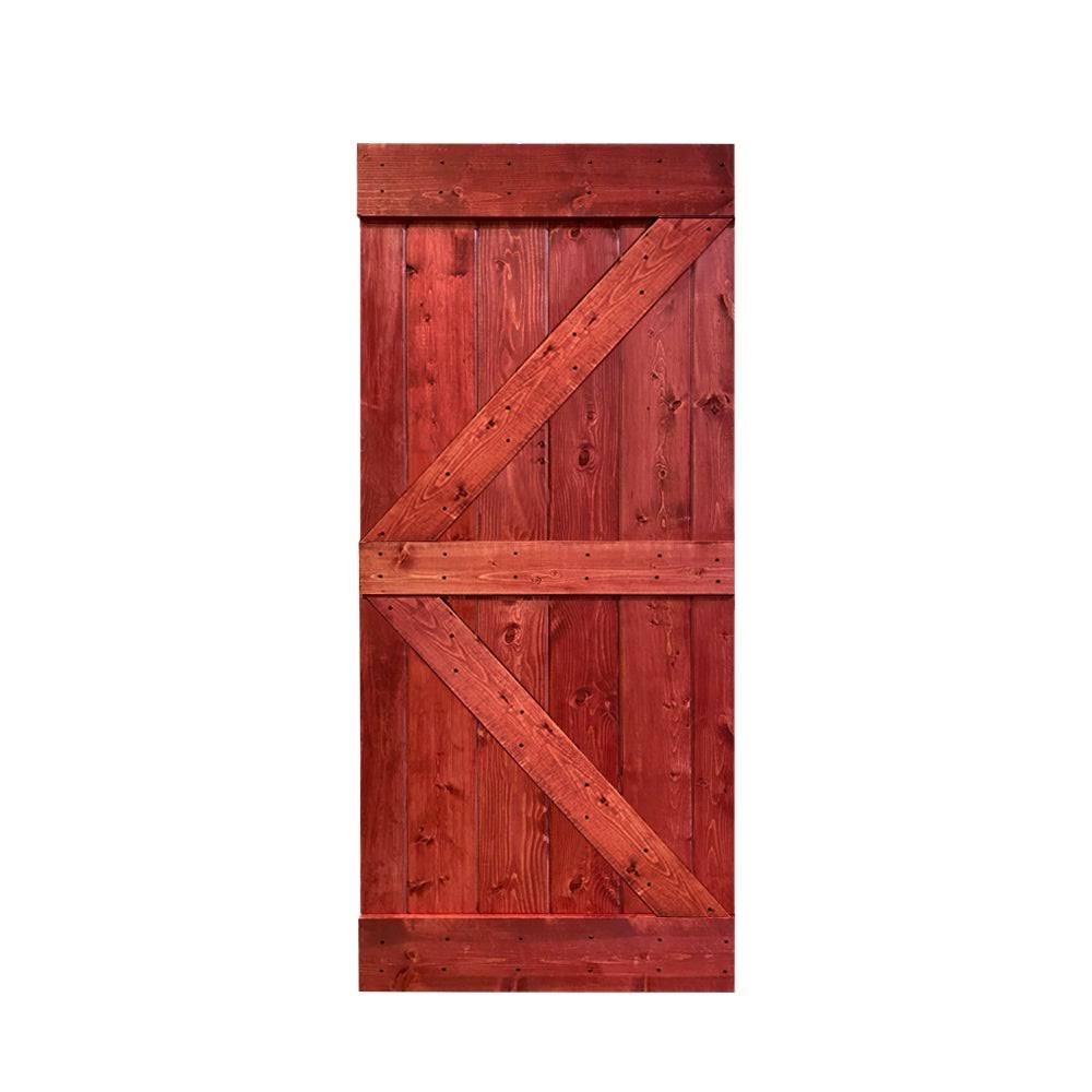 Red Walnut Stained Solid Pine Wood Interior Sliding Barn Door Slab U5412