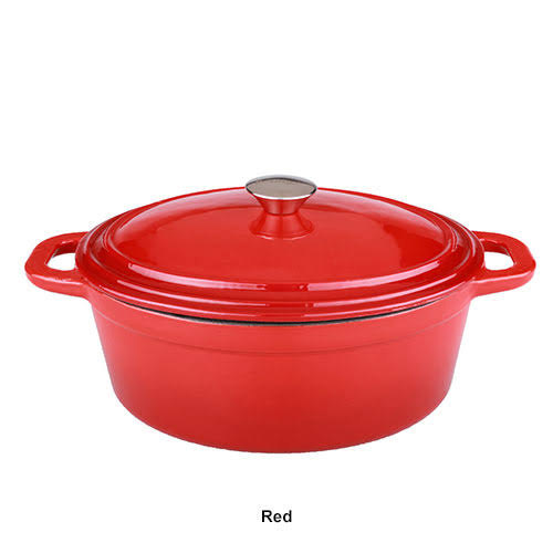 Blue 8 qt Cast Iron Oval Covered Casserole L434231