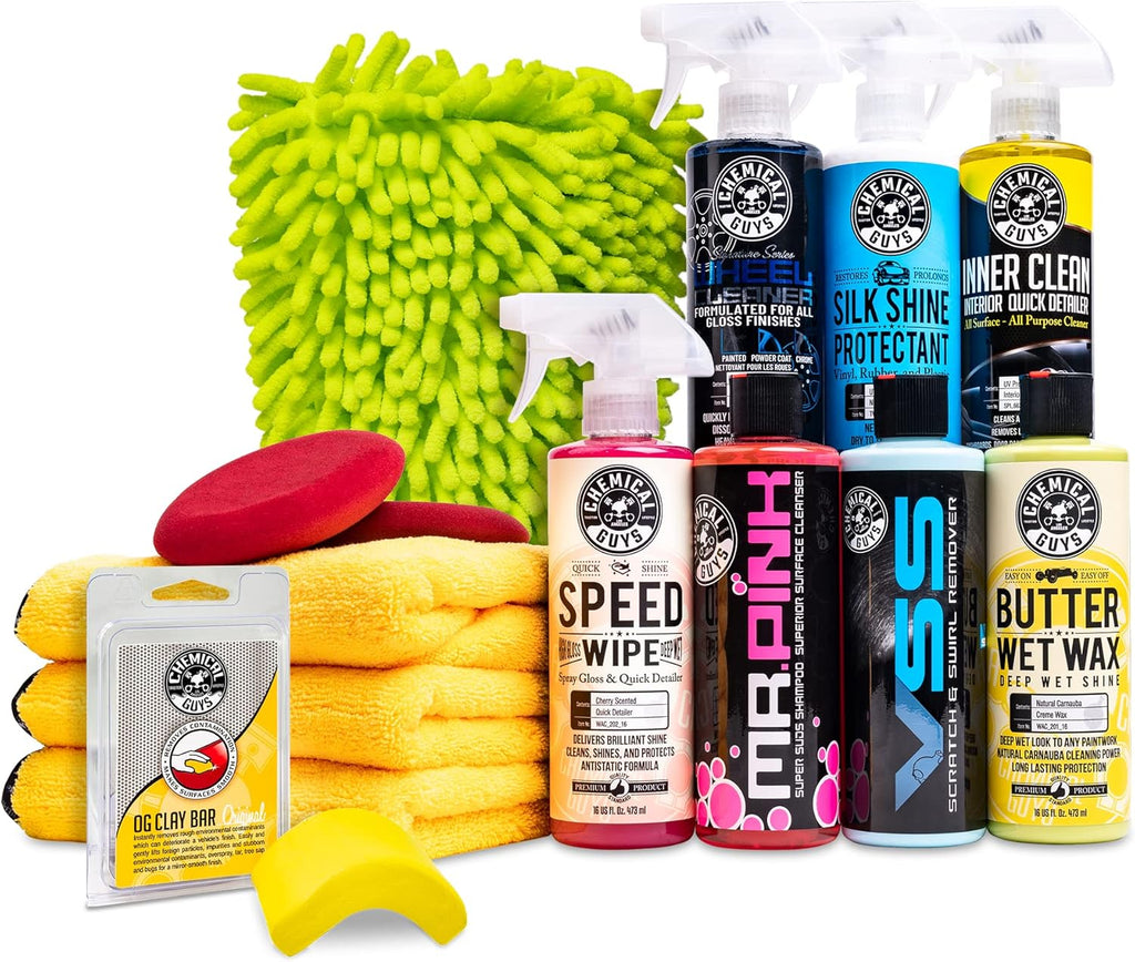 14 Items Car Cleaning Kit with 16 oz Chemicals J25594