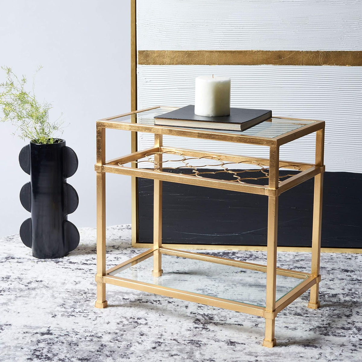 Gold Leaf Glass Side Table H5253