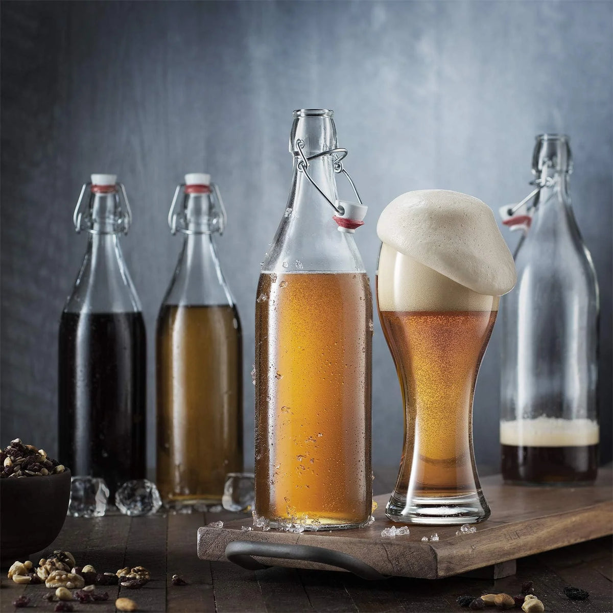 Clear Glass Swing Top Bottles 6 Pack 1 Liter I508