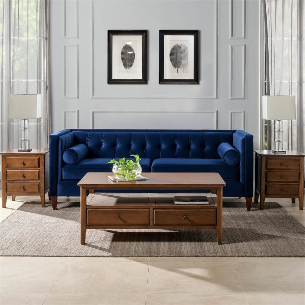 Navy Blue Tufted Tuxedo Sofa S29412