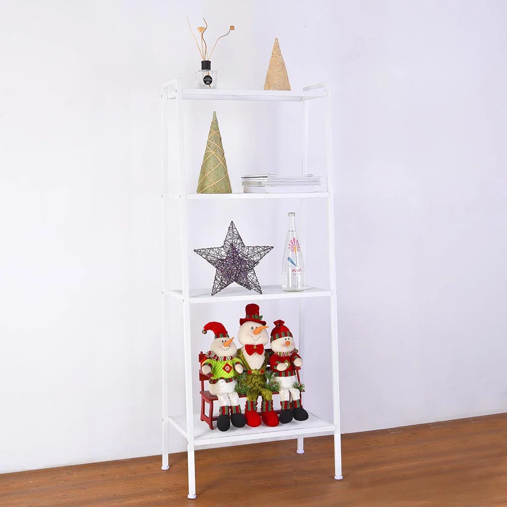 White 4-Tier Leaning Ladder Bookcase R8708