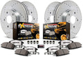 Carbon Fiber Ceramic Brake Pads and Drilled Slotted Brake Rotors C1196