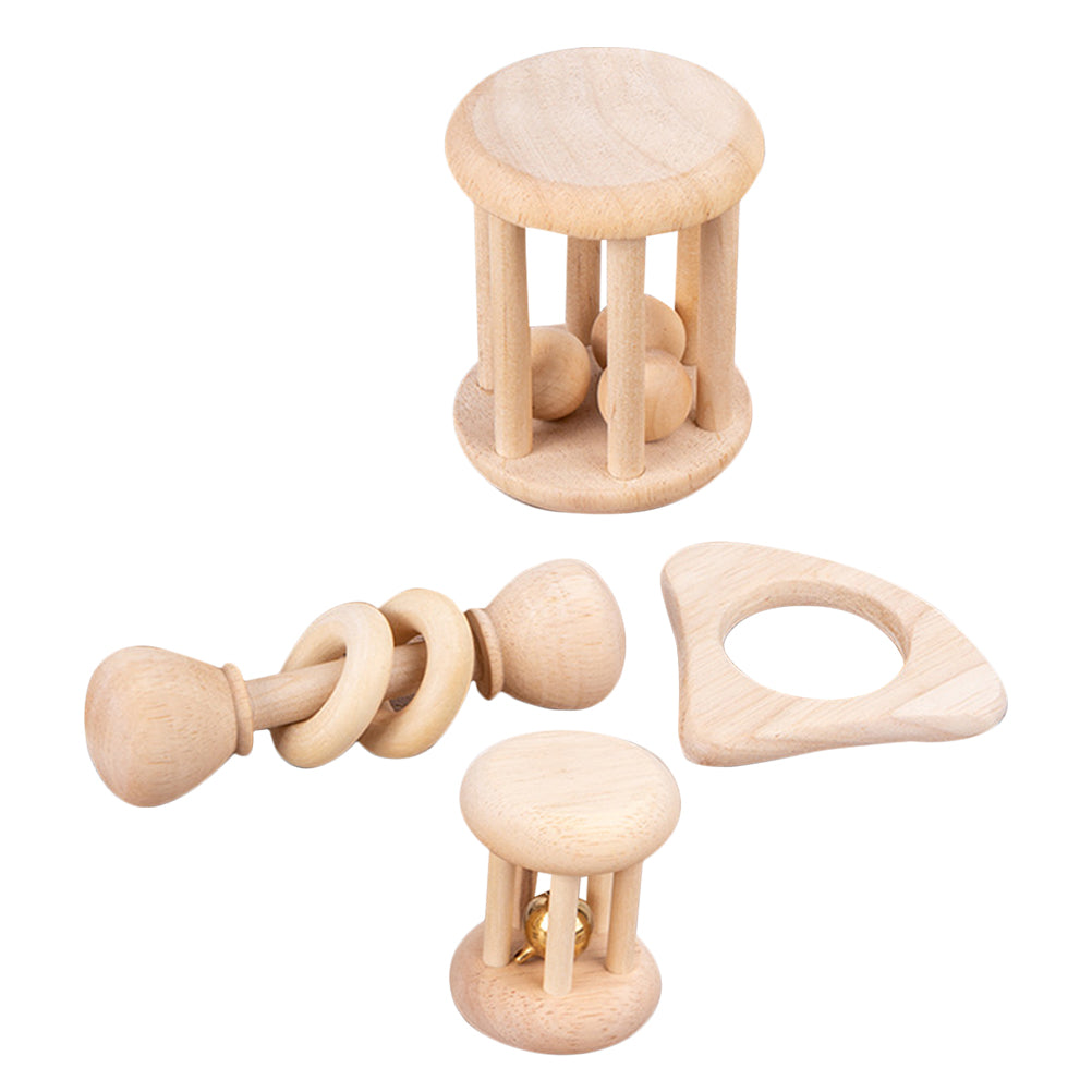 4 Pcs Wooden Baby Wrist Rattles L7311