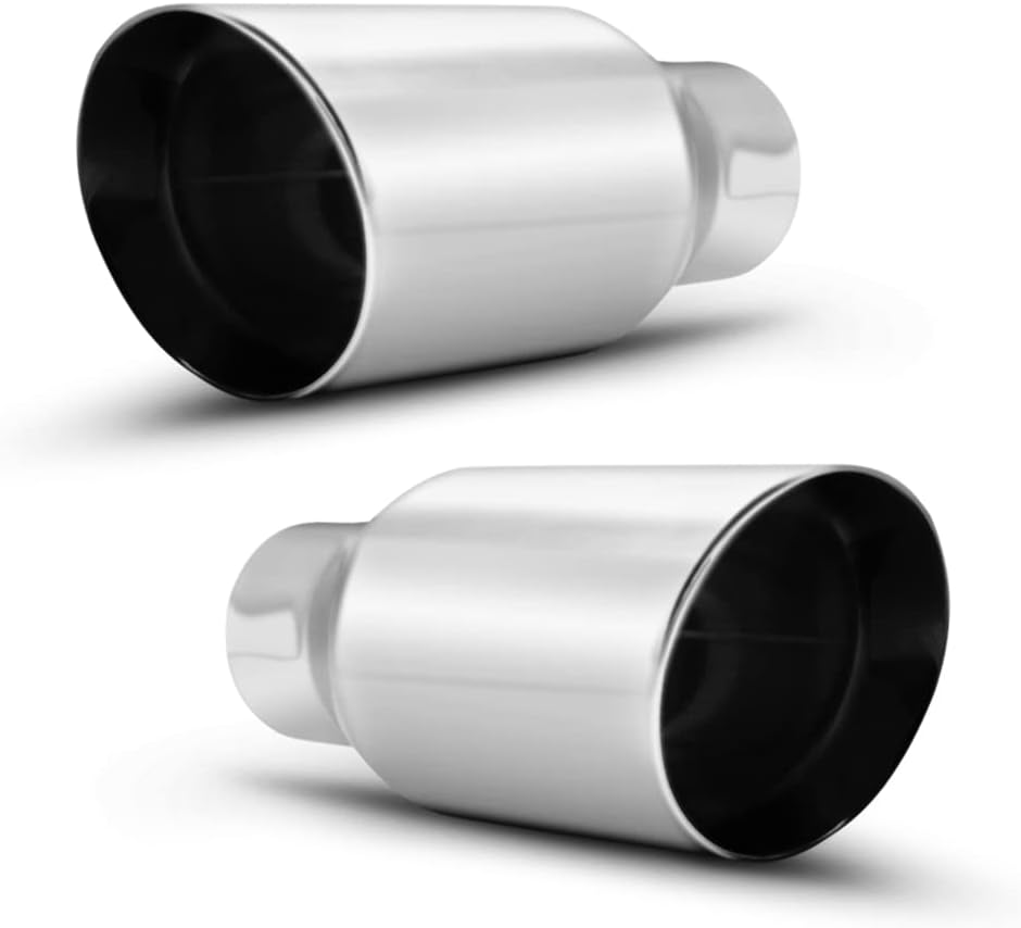 Black Stainless Steel Exhaust Tip 2PCS 2.5" Inlet 4" Outlet 9" Long Weld On A163