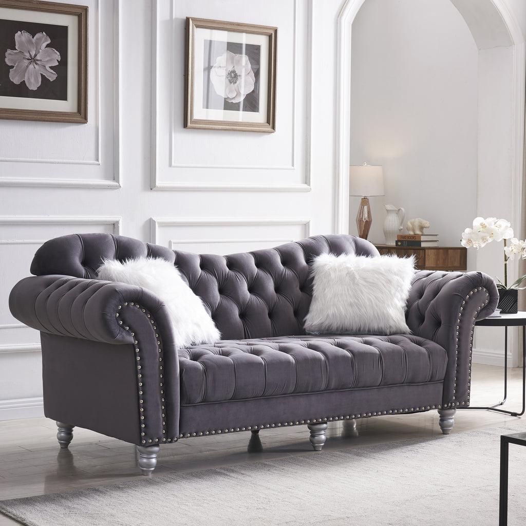 3-Piece Sofa Set with Button and Copper Nail Detailing H800114