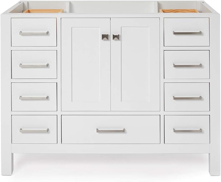 White Bathroom Vanity Base Cabinet with Single Sink, 2 Soft Closing Doors, 9 Drawers K72750