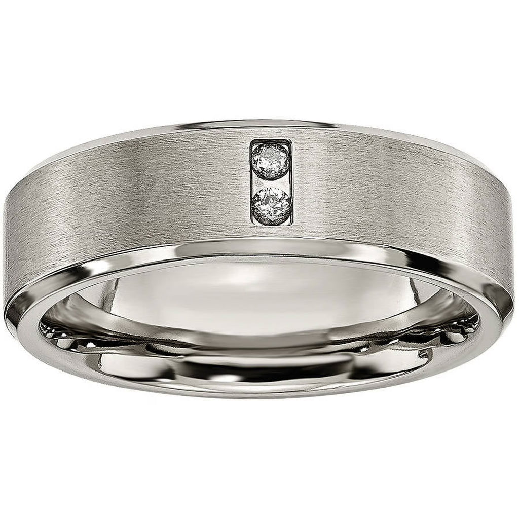 Titanium Satin & Polished with Diamonds 7mm Band E77178