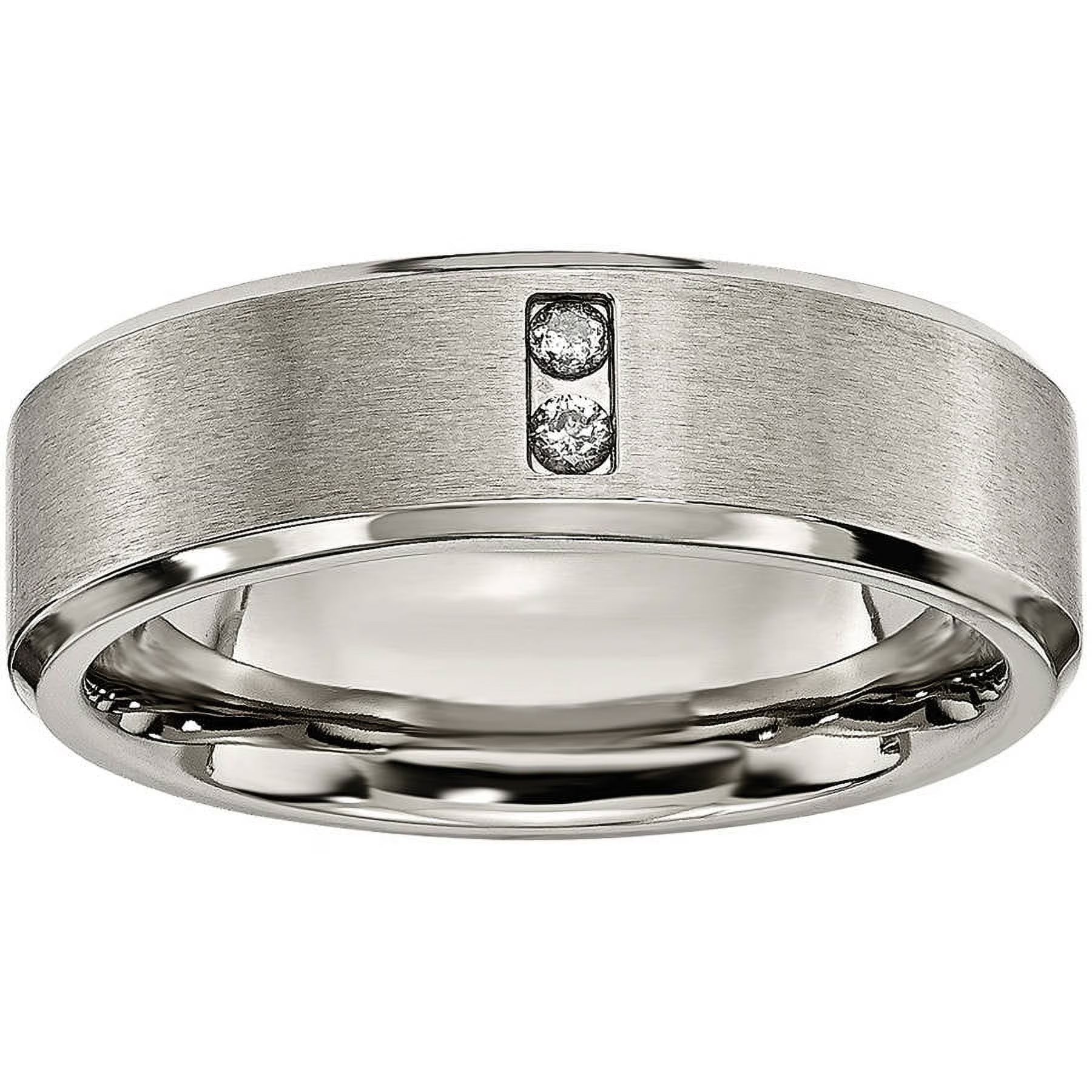 Titanium Satin & Polished with Diamonds 7mm Band E77178