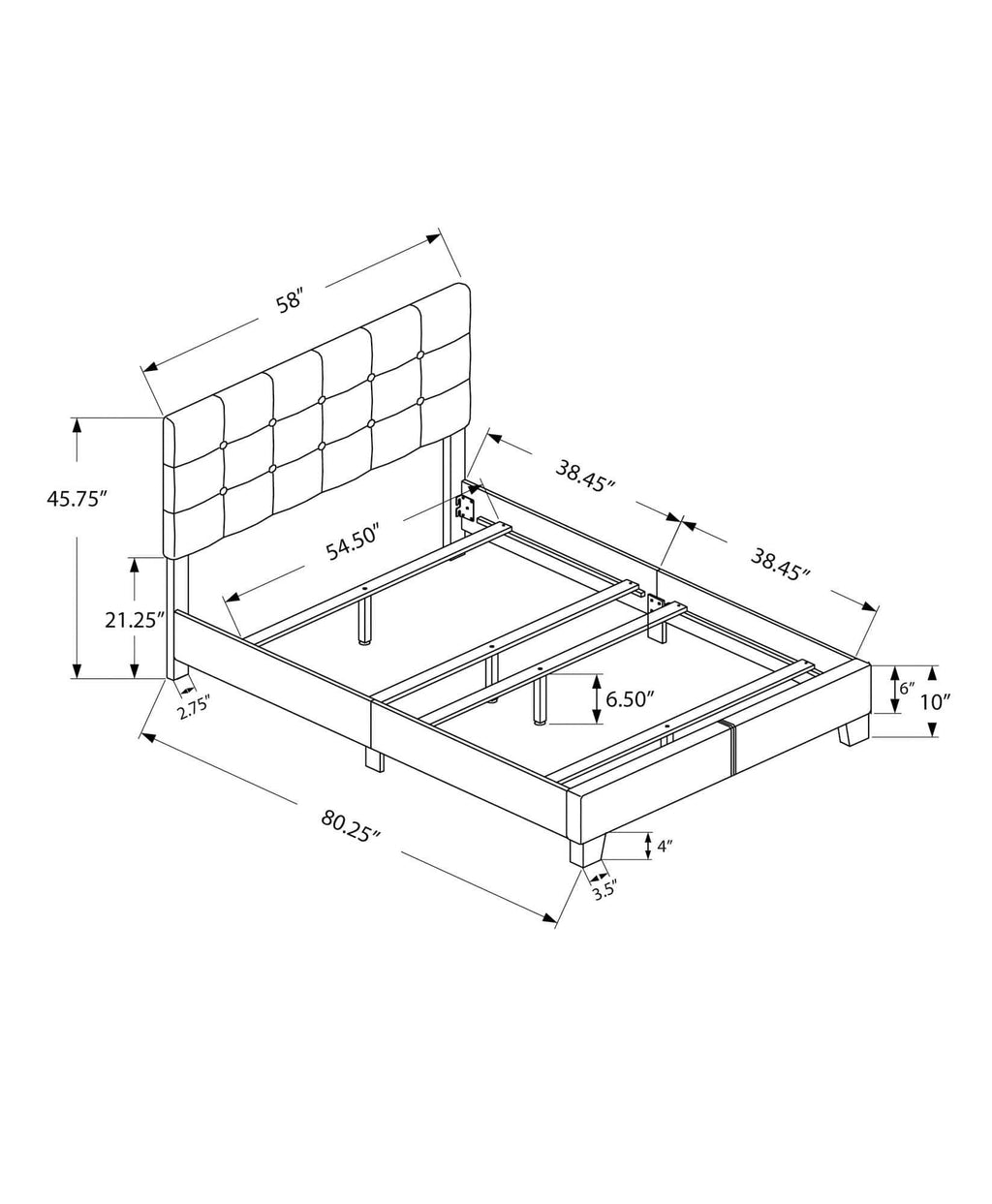 Full Size Grey Linen Bed L829771