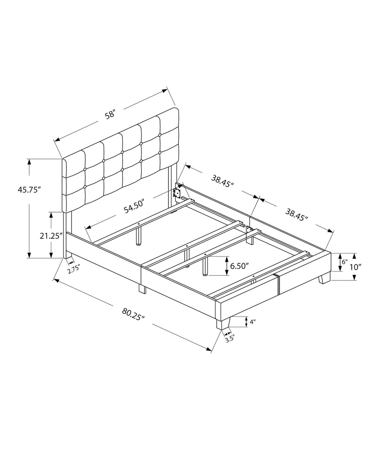 Full Size Grey Linen Bed L829771