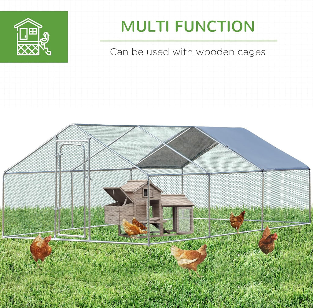 Large Metal Chicken Coop 3 Rooms Walk-in Enclosure 10' x 20' x 6.5' R703018