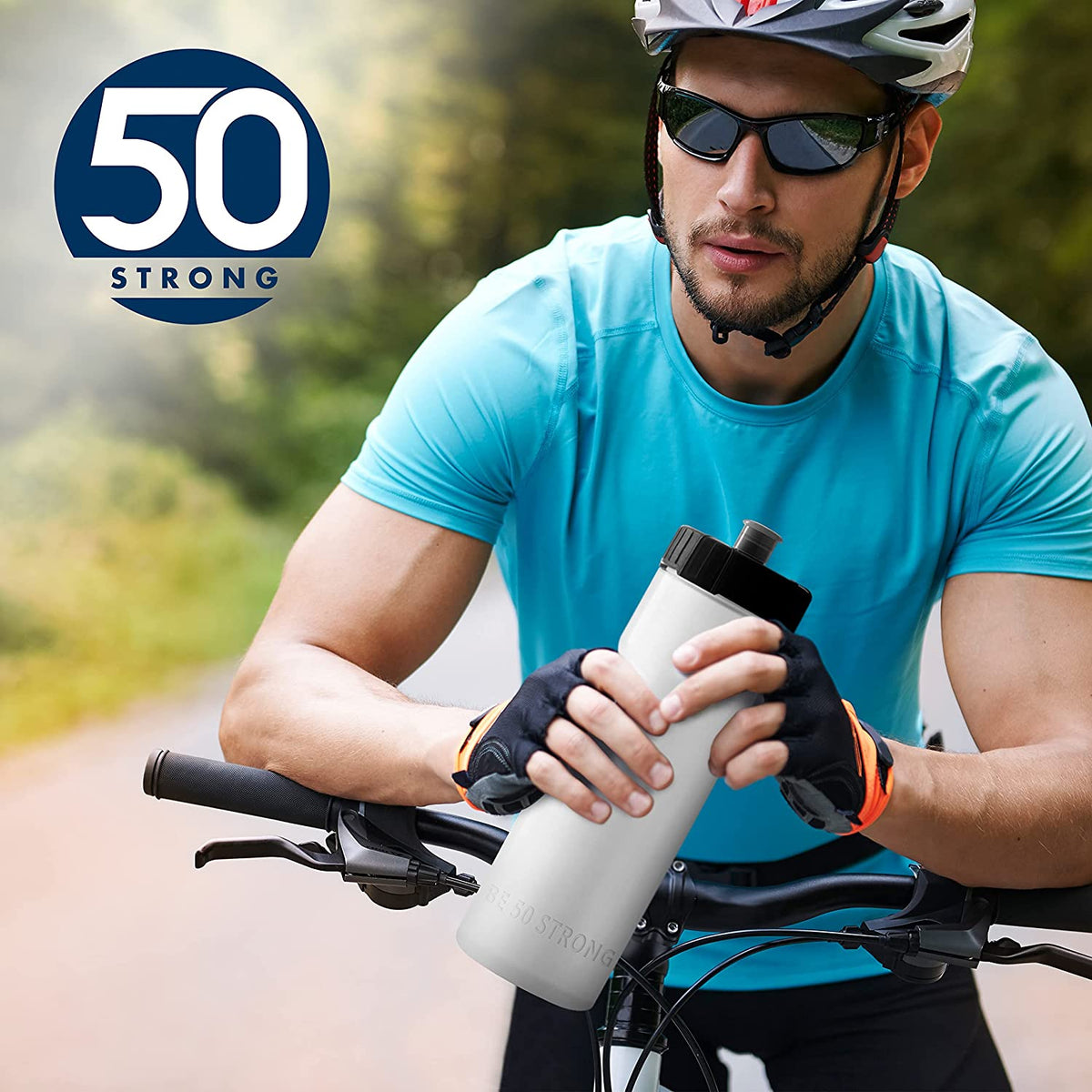 50 Strong Bulk Red Water Bottles, 24 Pack Sports Bottle, 22 oz. BPA-Free Easy Open with Pull Top Cap, Made in USA, Reusable Plastic Water Bottles for Adults & Kids, Top Rack Dishwasher Safe T1722