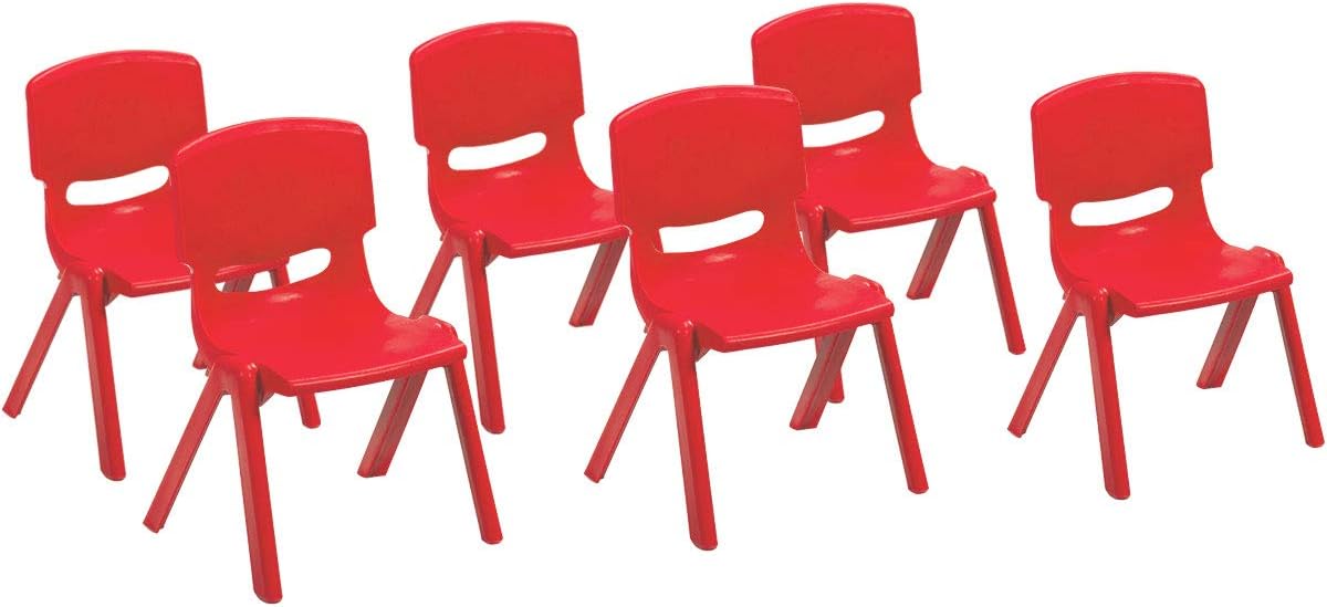 6 Pack Red Plastic Stackable Kids Chairs H7201