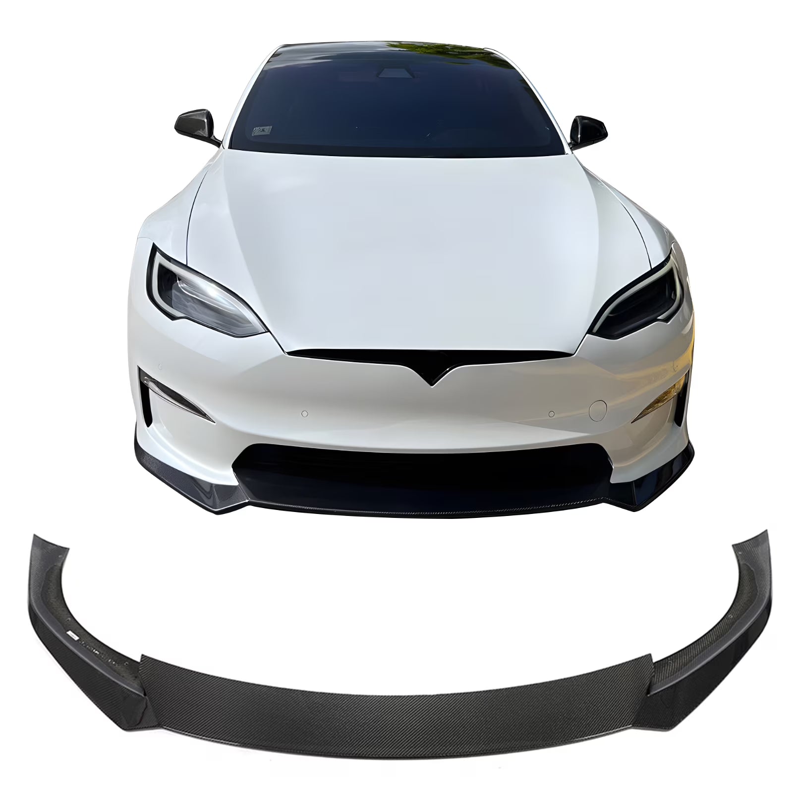 Gloss Black Front Bumper Lip for Tesla Model S Sedan O2126