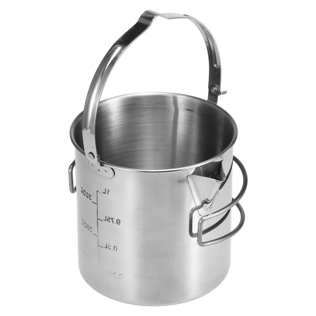 Stainless Steel 1L Camping Kettle with Foldable Handle Y659290
