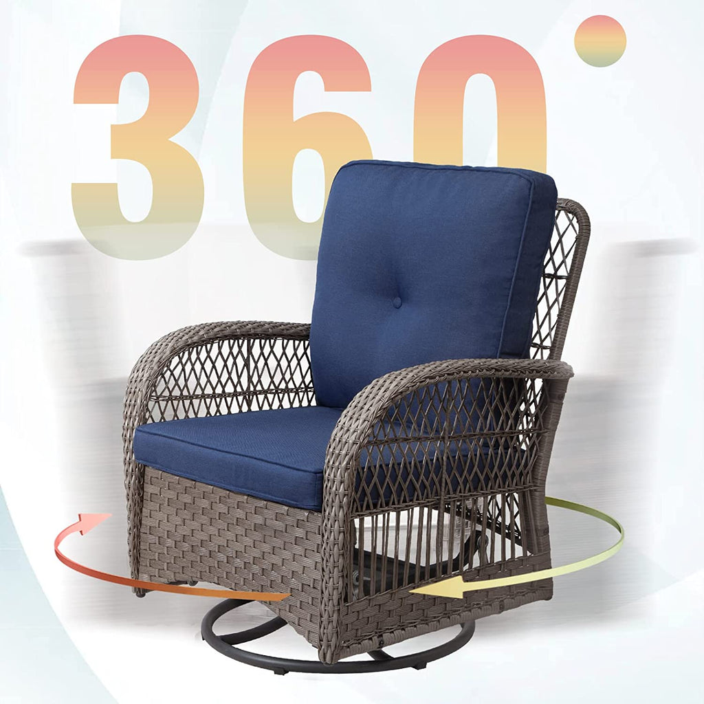 3 Piece Wicker Patio Bistro Set with Fabric Cushions L730