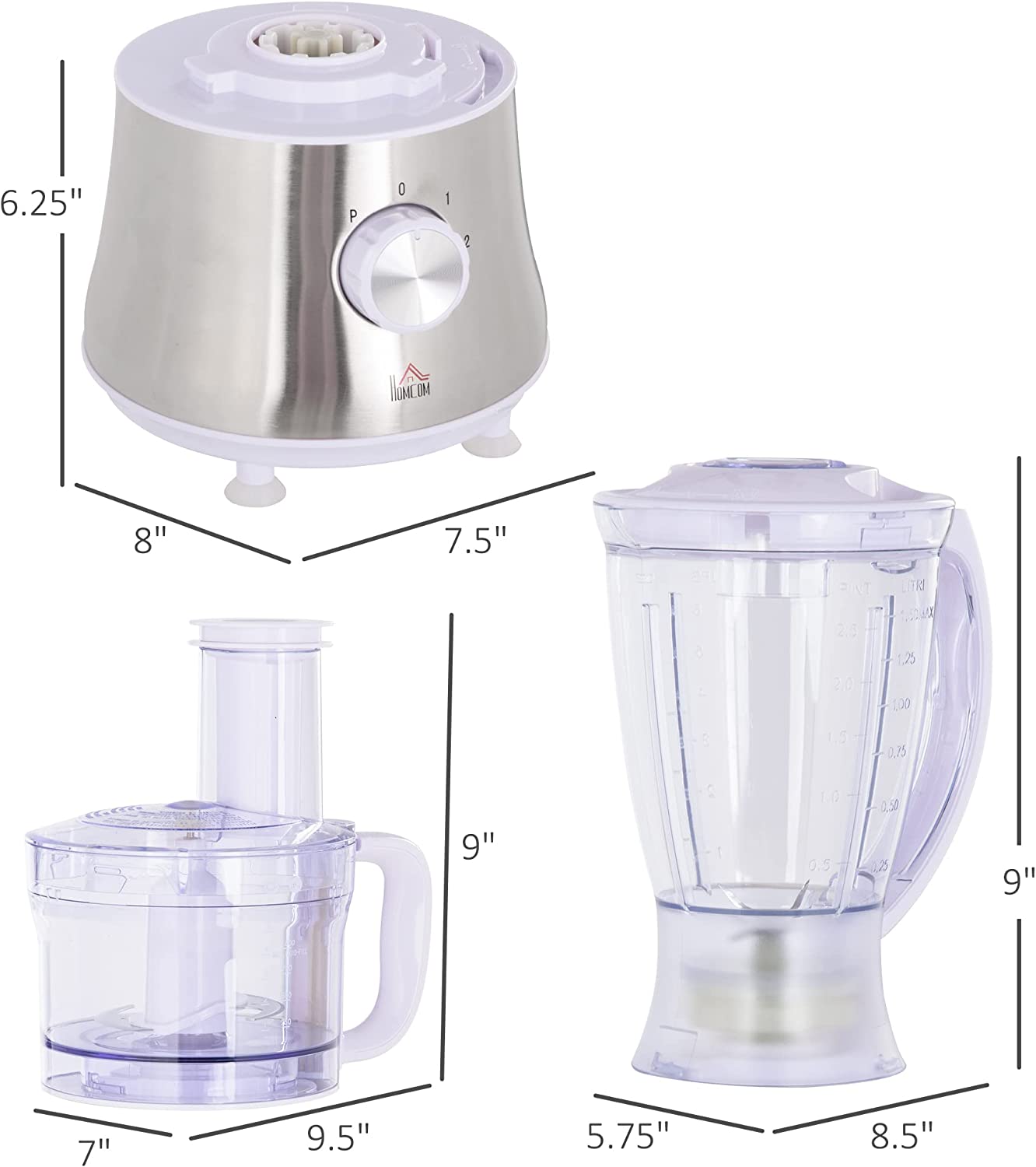 2 in 1 Blender and Food Processor, 500W 5-Cup Bowl, 1.5L Blender Jug R247024