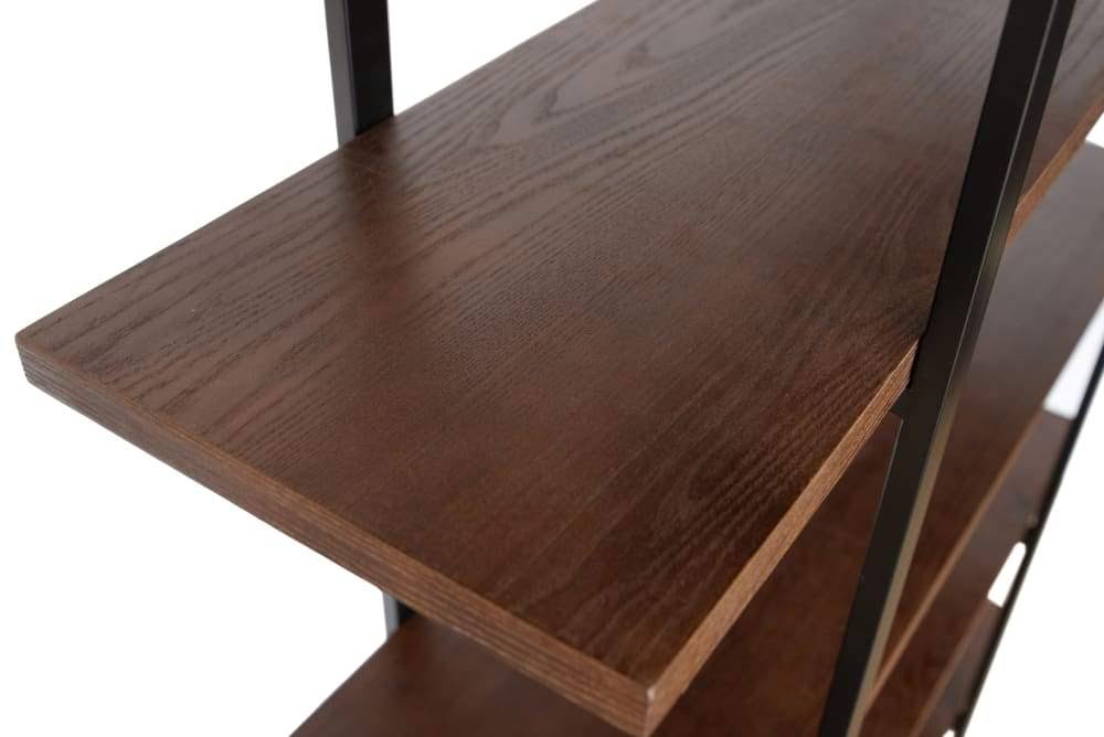Walnut 5-Shelf Bookcase Brown Metal Z158469