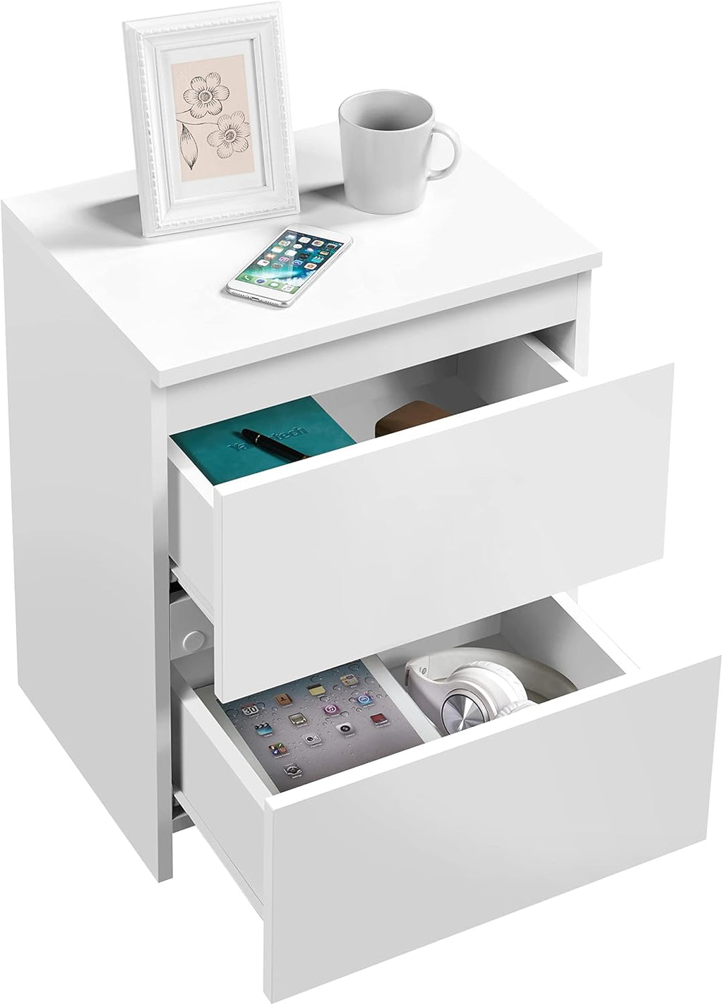 White 2-Drawer End Table A48985