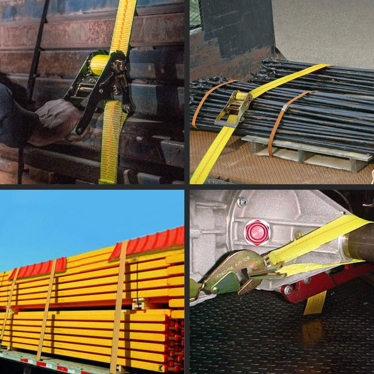 2x 96in Car Axle Tie Down System with 2 Ratchet Straps and 2+2 Axle Straps Z31854