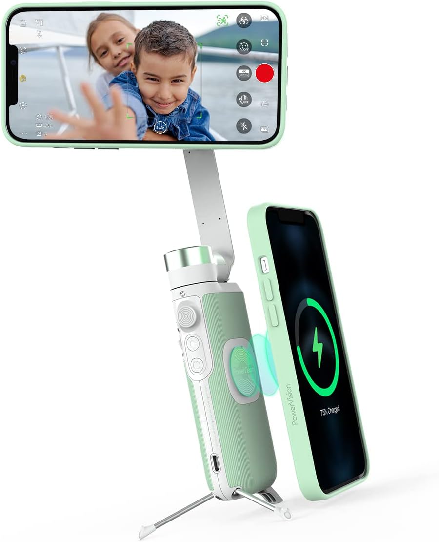 3-Axis Phone Stabilizer with Built-in Tripod, Wireless Powerbank, Blue U7939