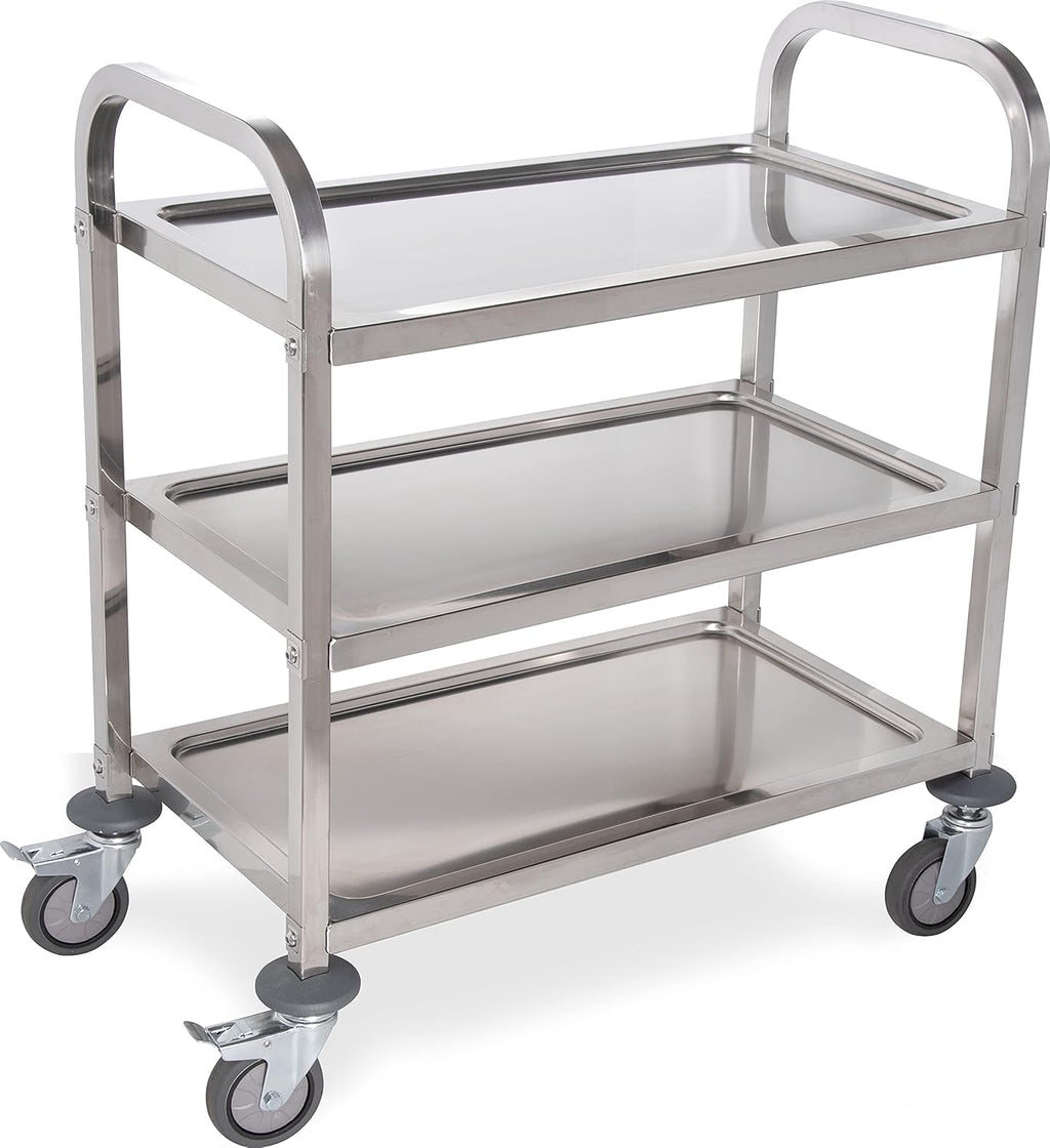 3 Shelf Stainless Steel Utility Cart, 400 Pound Capacity I1094