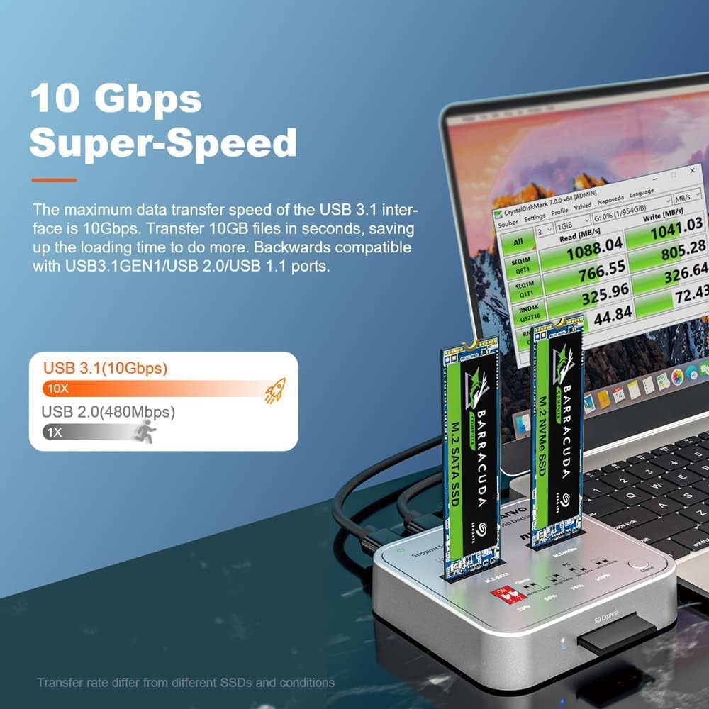 Portable Dual Bay M.2 NVME Docking Station Y949